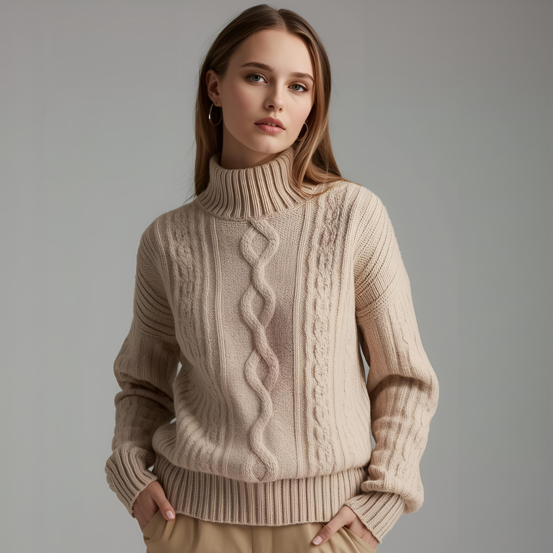 LILA | Beige Cable Knit Pullover
